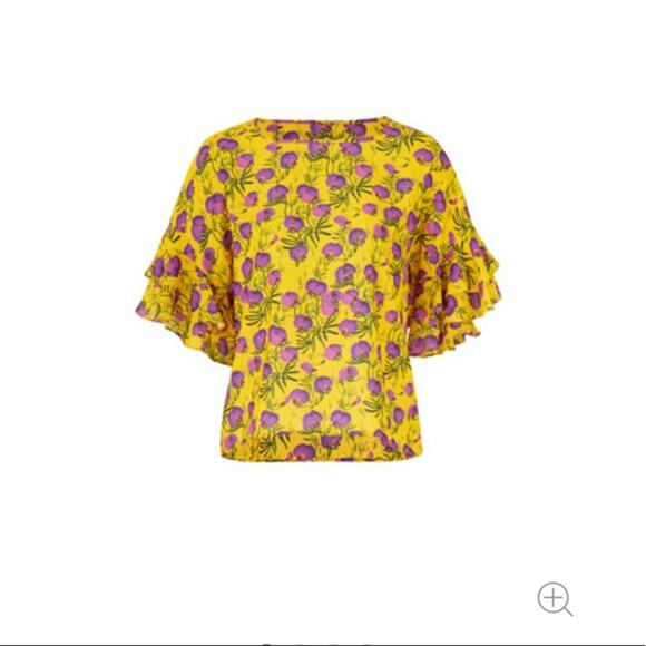 Delfi floral Sienna Ruffle Sleeve Blouse Top sz M - Picture 4 of 9